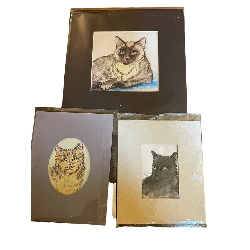Original Art Prints Cats Set Of 3 Signed By Sirloin